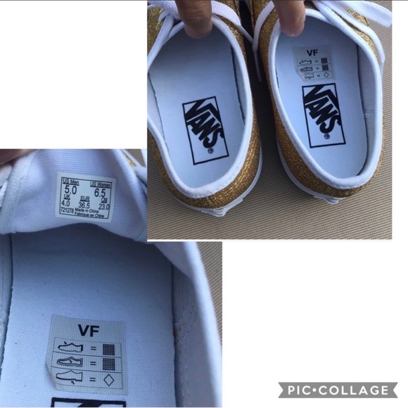 NWOT Vans Gold Glitter Women/Men sneakers. - Picture 7 of 8
